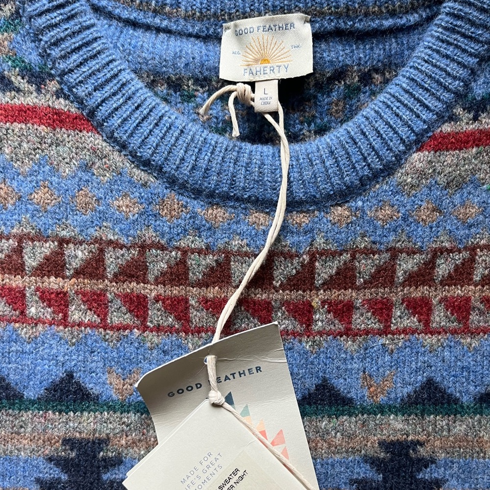 Faherty Multicolor Patterned Crewneck Sweater - image 2